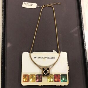 Vintage Gold-Tone Pendant Necklace with Multi-Color Stones